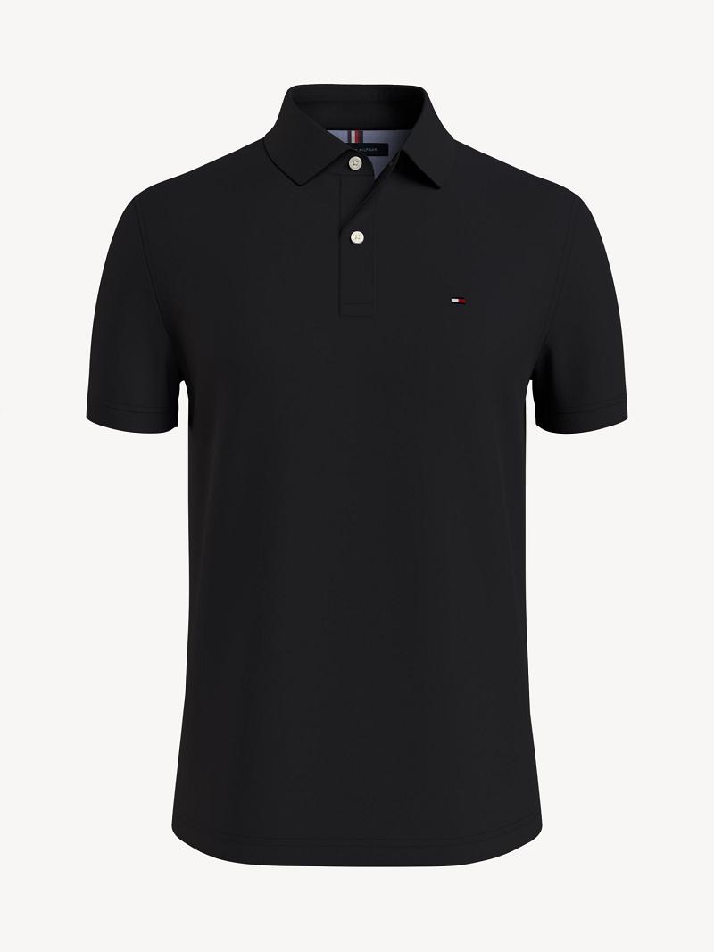 Férfi Tommy Hilfiger Regular fit tommy Polos Fekete | HU 1086LIS